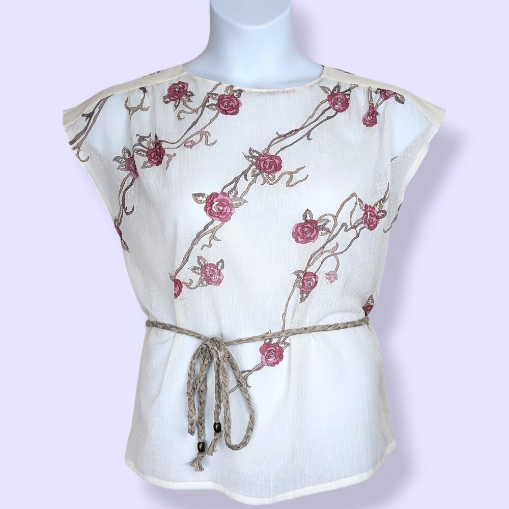 V. Dolomiti Sheer Floral Belted Top